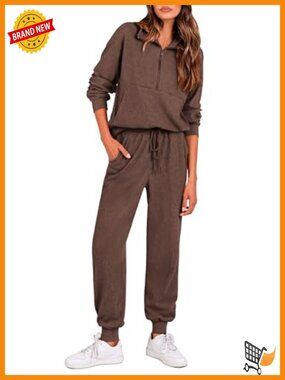 2 Piece Lounge Set Zip Up Sweatshirt Jogger Pants Travel Outfit